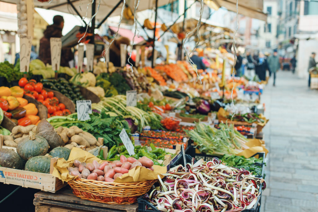 food market on the street of venice italy